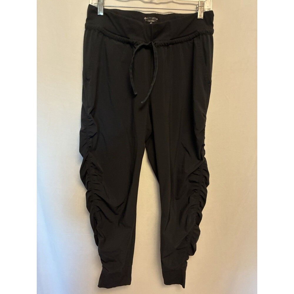 Athleta Altitude Jogger Pants Size 8P Black Drawstring Yoga Activewear Women's